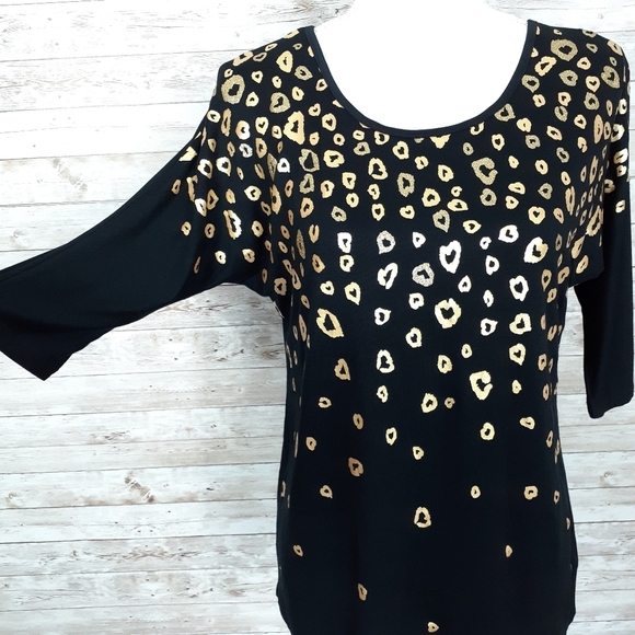Thalia Sodi Top S Animal Print Black Gold 599 - Picture 2 of 5